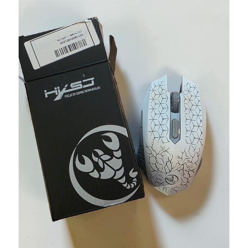 White and Black Scorpion Design Ergonomic Wireless Gaming Mouse